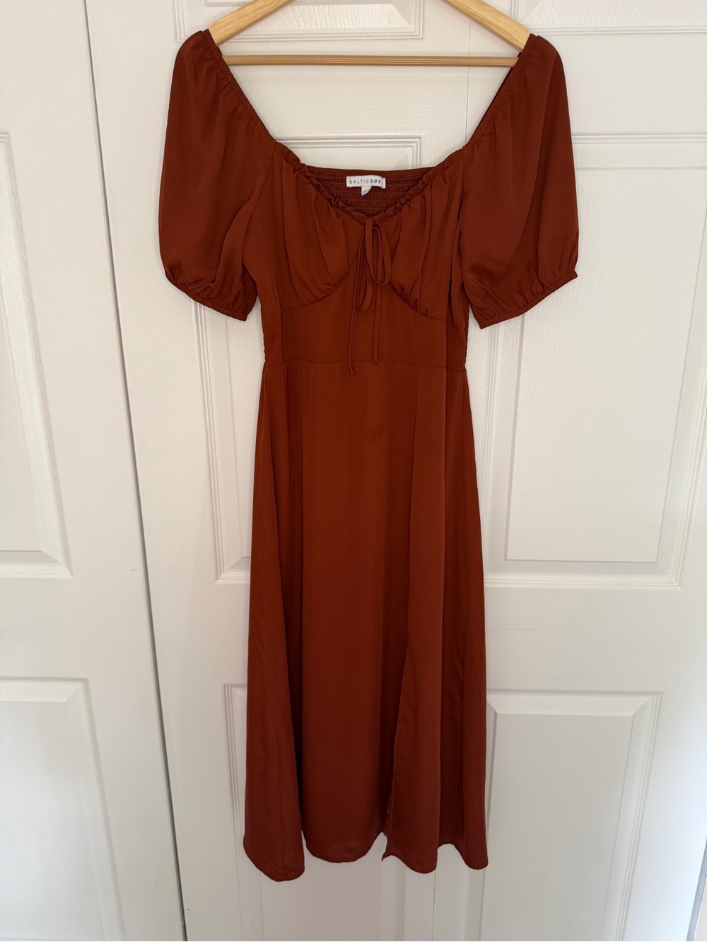 Baltic Born Midi Womens Dress Size Small Terracotta Milkmaid Cottagecore Peasant